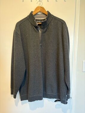 Walter Hagen Men's Charcoal Gray Quarter Zip Sweater with Stand Up Collar - XXL
